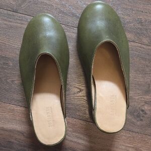 Olive Green Leather Women's Shoes